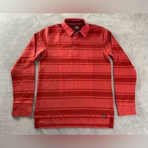 The North Face Rugby Polo Shirt Men’s Small Long Sleeve Stripes Dark Autumn
